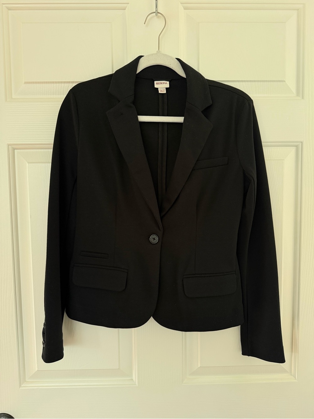 Merona XS Black Knit Blazer Cropped Professional